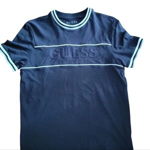Guess Black Tee with White Trim and Embossed Logo
